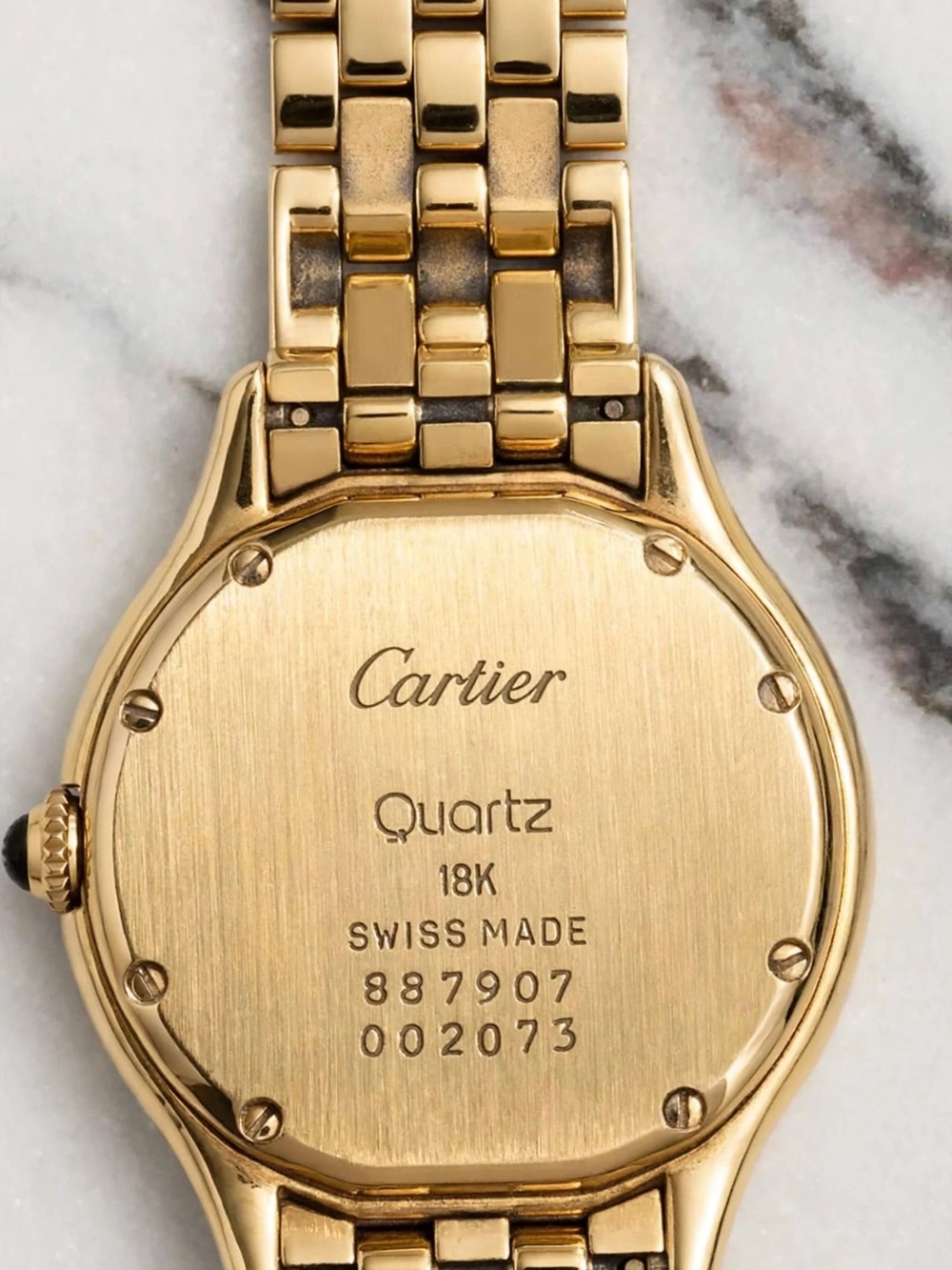 Cartier 18 karat Gold Cougar Watch with White Dial, Blue Hands and diamonds. - Picture 13 of 16